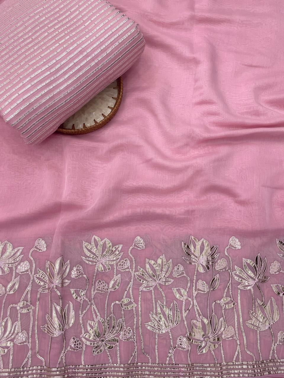 Chanderi Gota Embroidery Suit Set