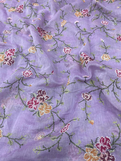 Chanderi Multithread Embroidery Fabrics (Colors Available)