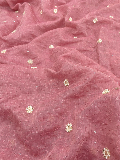 Chanderi Sequence Embroidery 44"Inch (Colours Available)