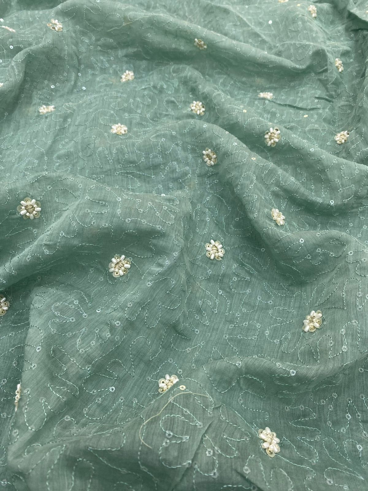 Chanderi Sequence Embroidery 44"Inch (Colours Available)