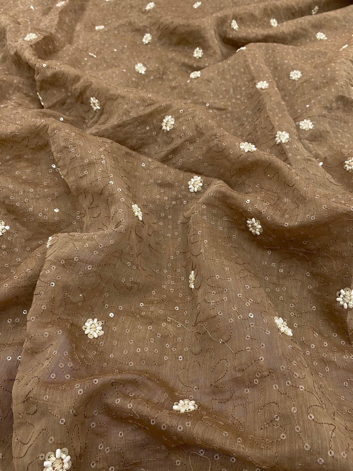 Chanderi Sequence Embroidery 44"Inch (Colours Available)