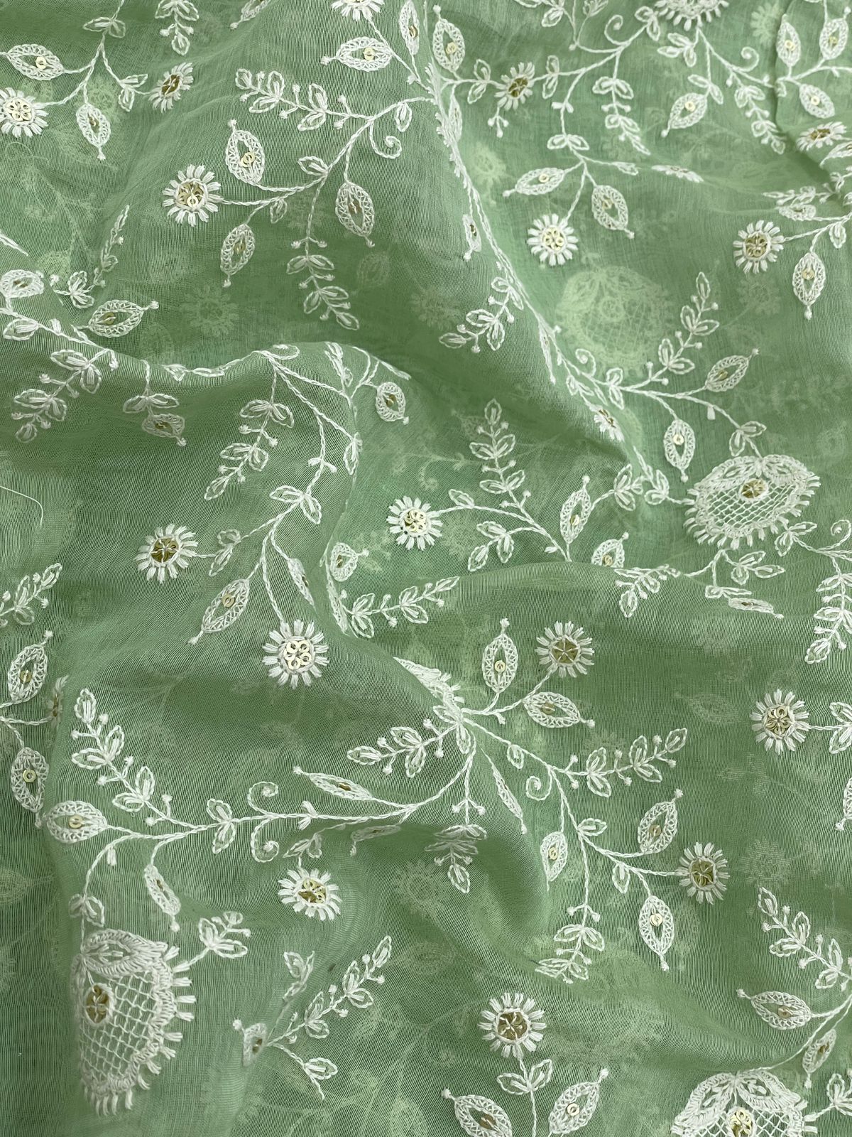 Chanderi Silk Embroidery 44"Inch (Colours Available)