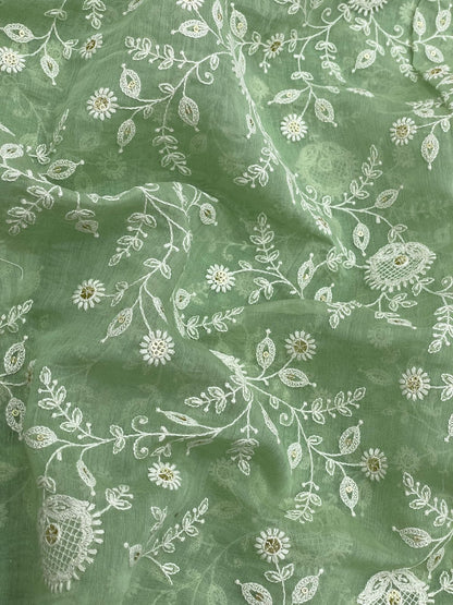 Chanderi Silk Embroidery 44"Inch (Colours Available)