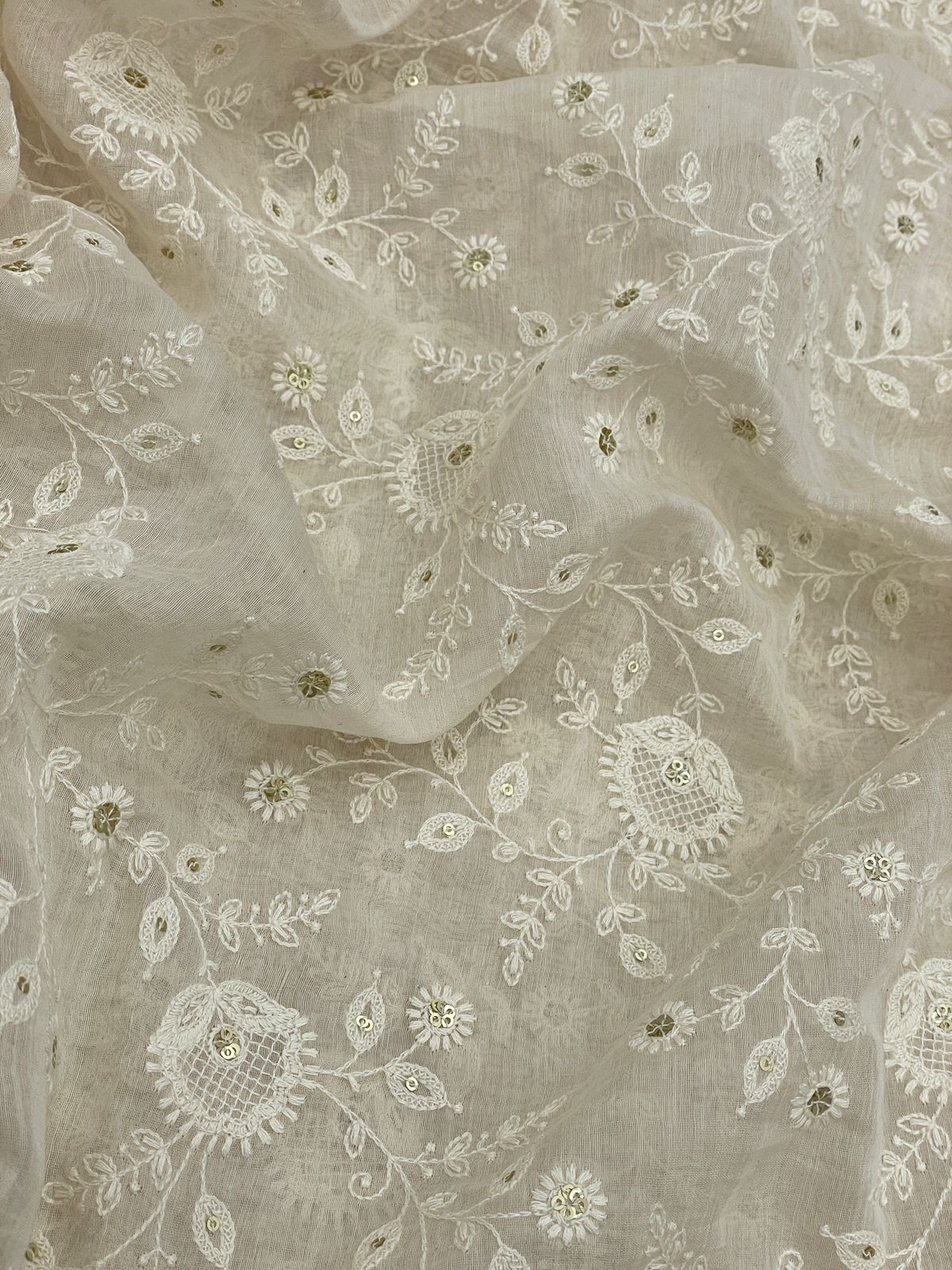 Chanderi Silk Embroidery 44"Inch (Colours Available)