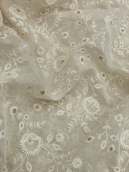 Chanderi Silk Embroidery 44"Inch (Colours Available)