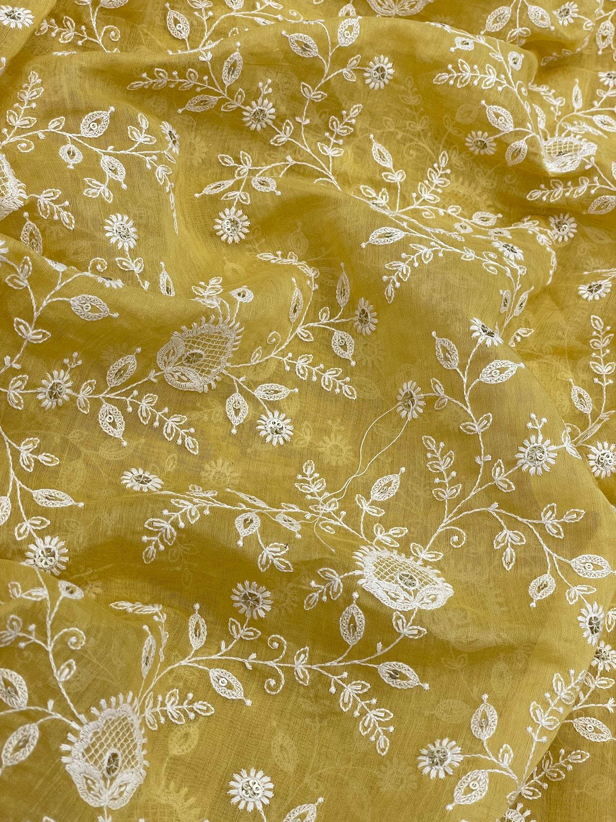 Chanderi Silk Embroidery 44"Inch (Colours Available)