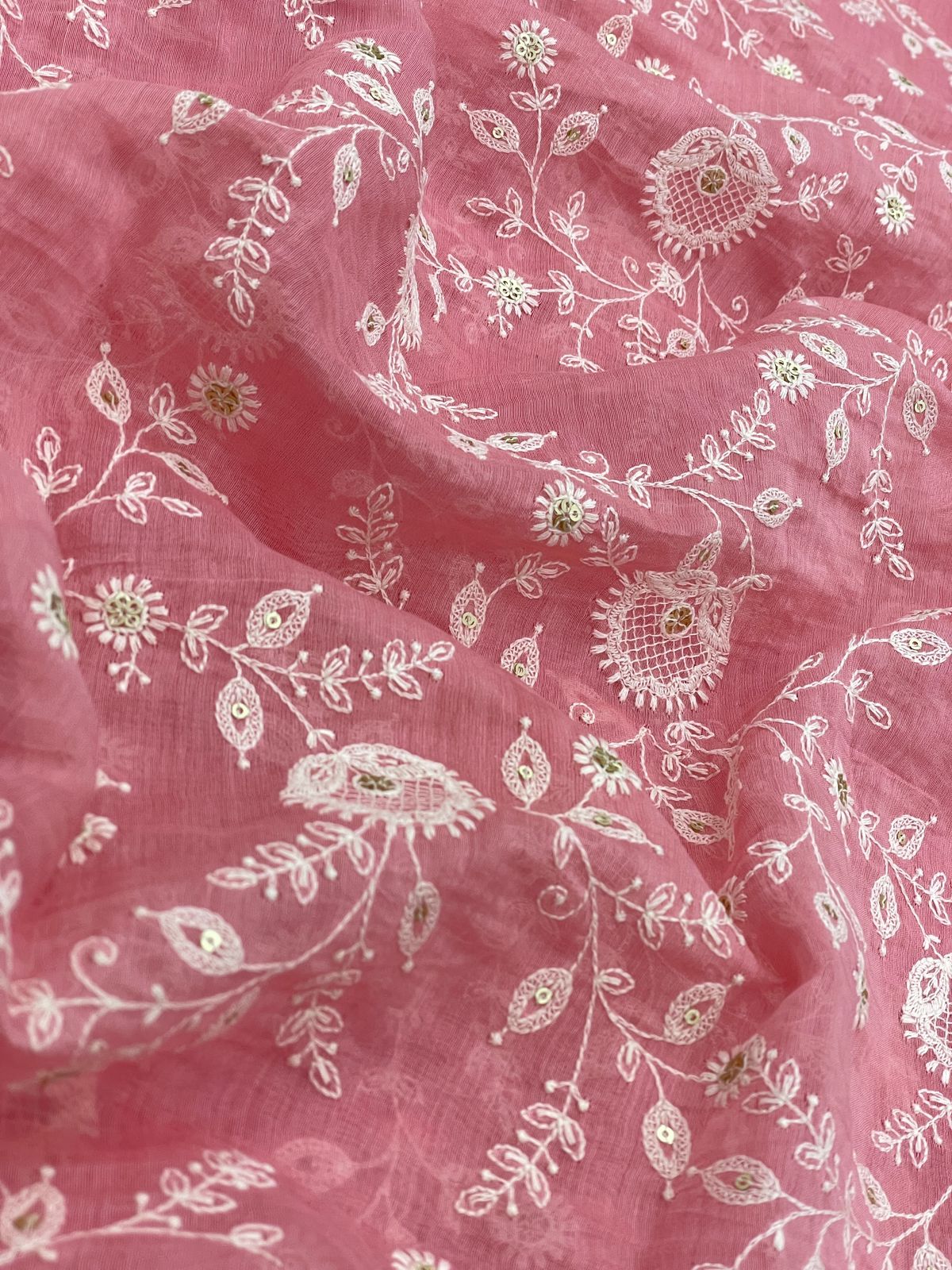 Chanderi Silk Embroidery 44"Inch (Colours Available)