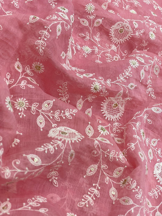 Chanderi Silk Embroidery 44"Inch (Colours Available)