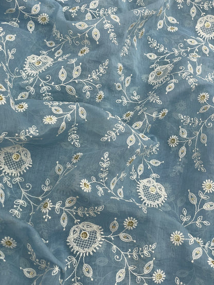 Chanderi Silk Embroidery 44"Inch (Colours Available)