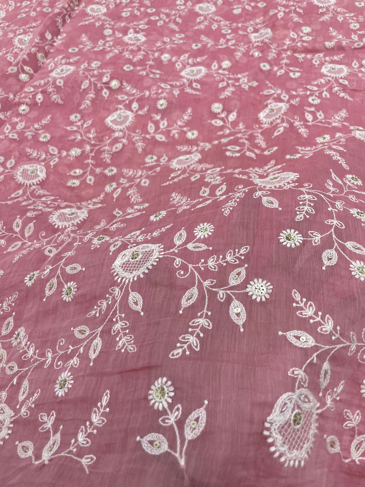 Chanderi Silk Embroidery 44"Inch (Colours Available)
