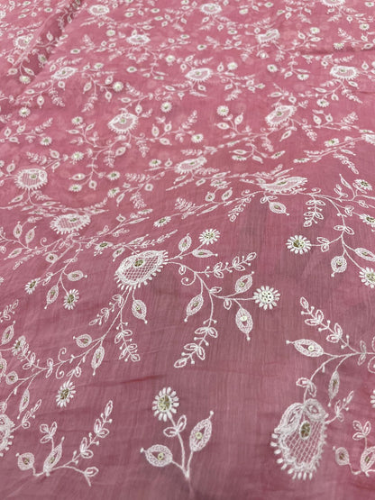 Chanderi Silk Embroidery 44"Inch (Colours Available)