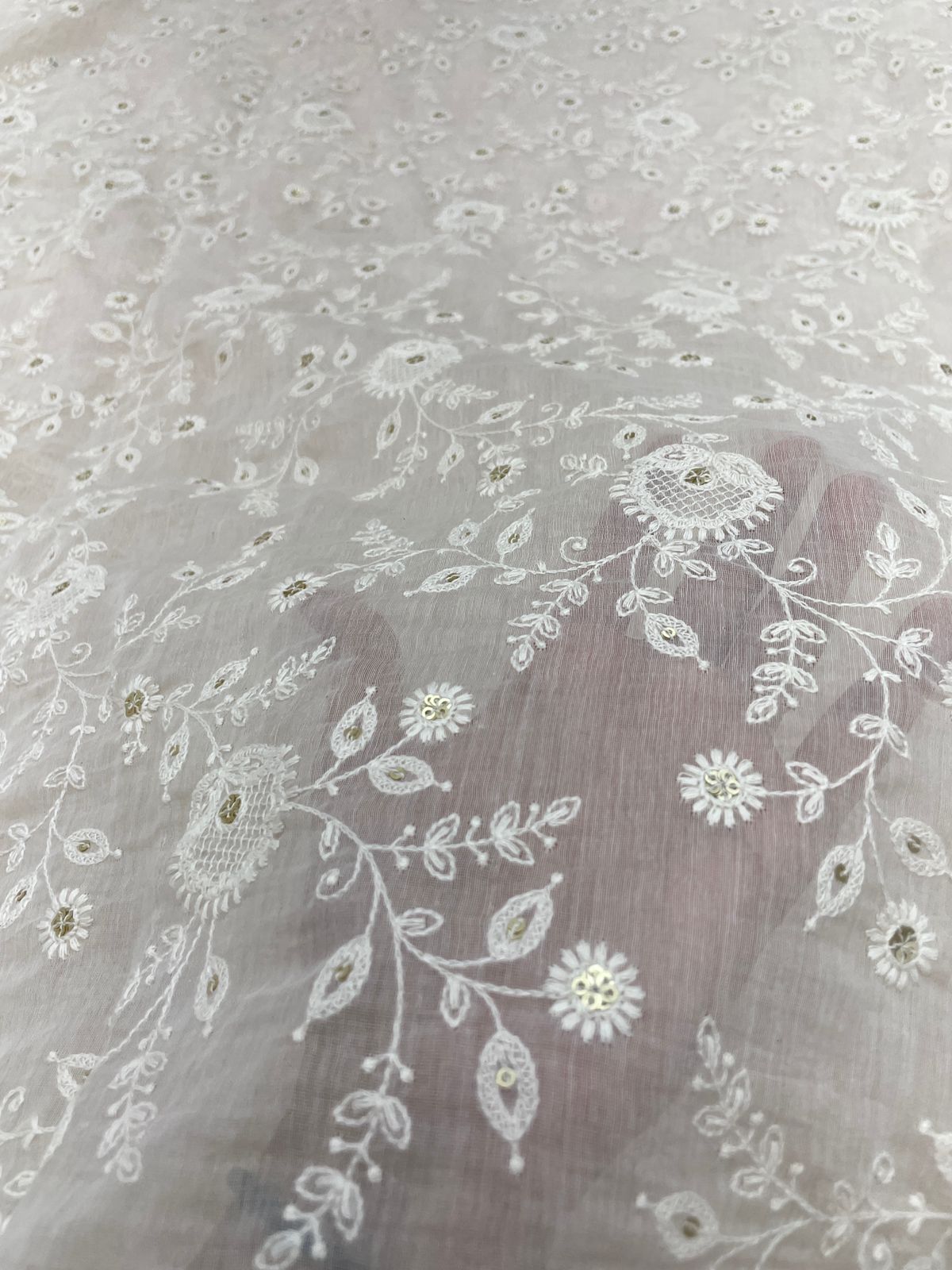 Chanderi Silk Embroidery 44"Inch (Colours Available)