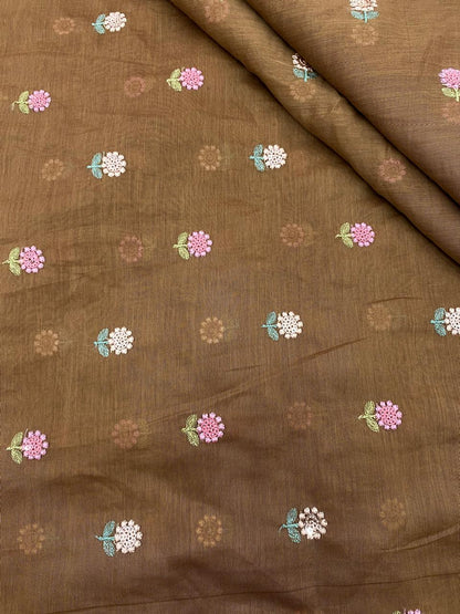 Chanderi Multithread Butti Embroidery Fabric (Colors available)