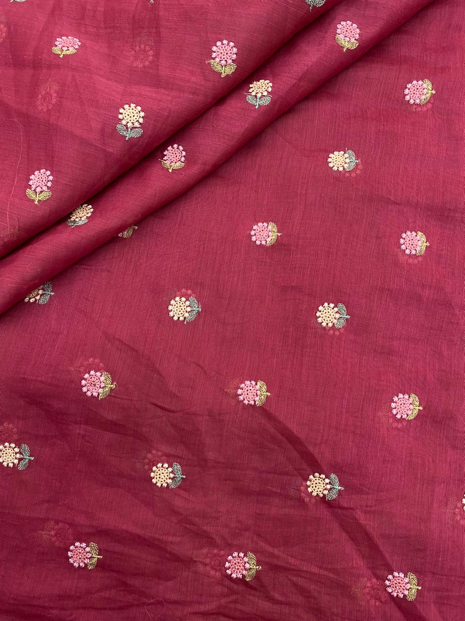 Chanderi Multithread Butti Embroidery Fabric (Colors available)