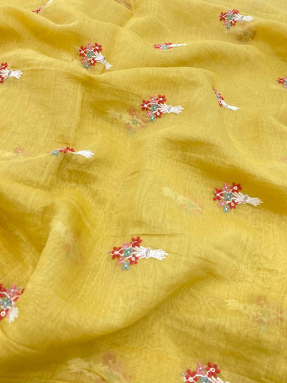 Chanderi Silk Embroidery 44"Inch (Colours Available)
