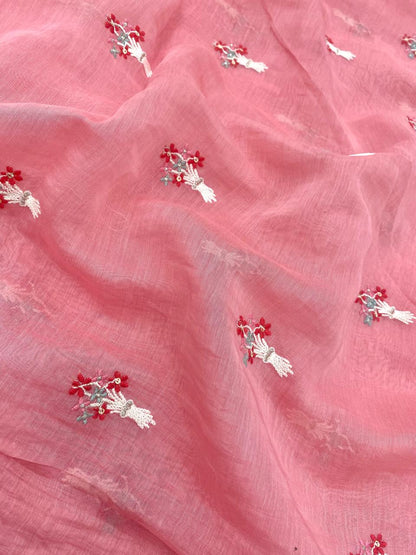 Chanderi Silk Embroidery 44"Inch (Colours Available)
