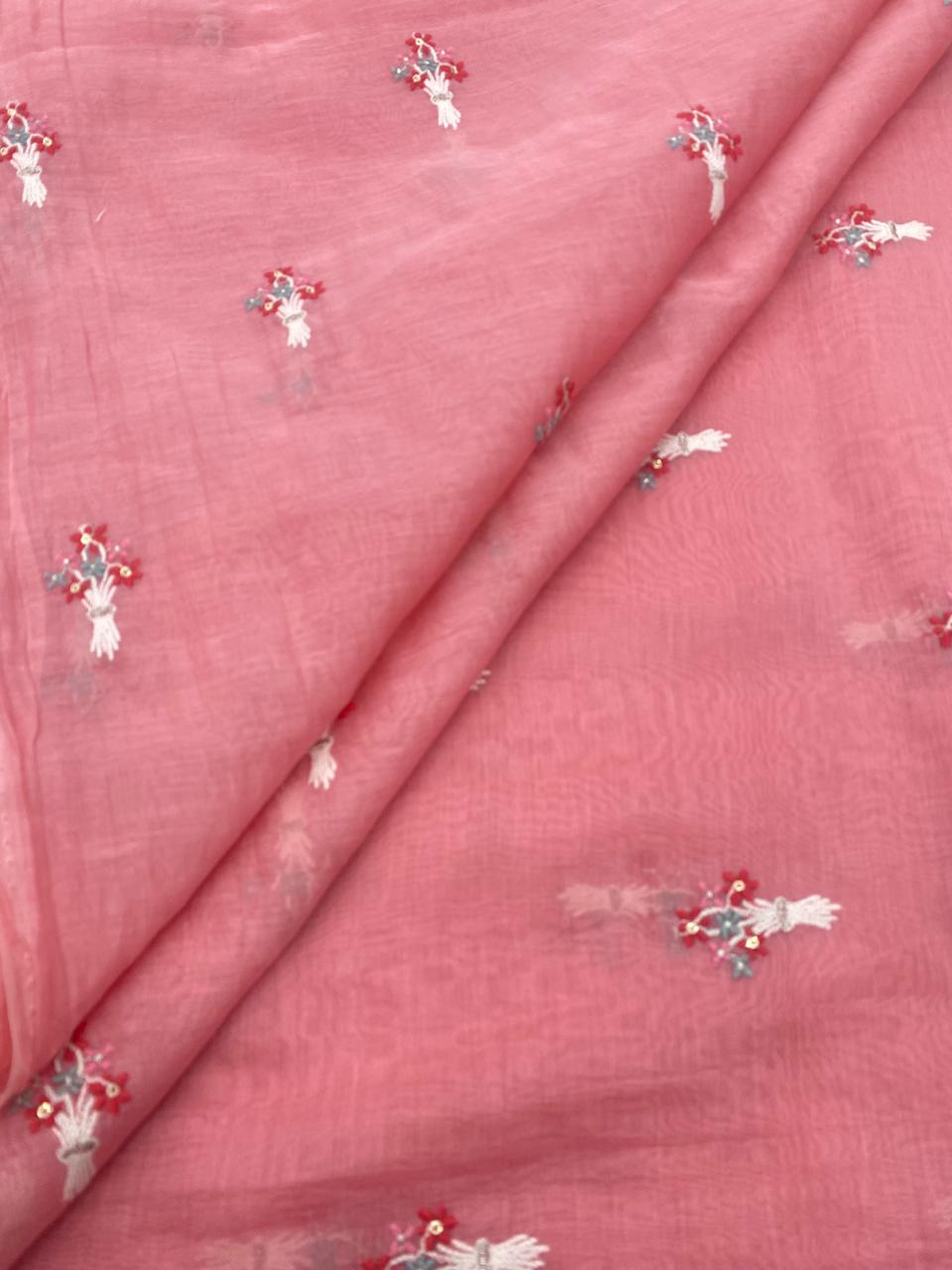 Chanderi Silk Embroidery 44"Inch (Colours Available)