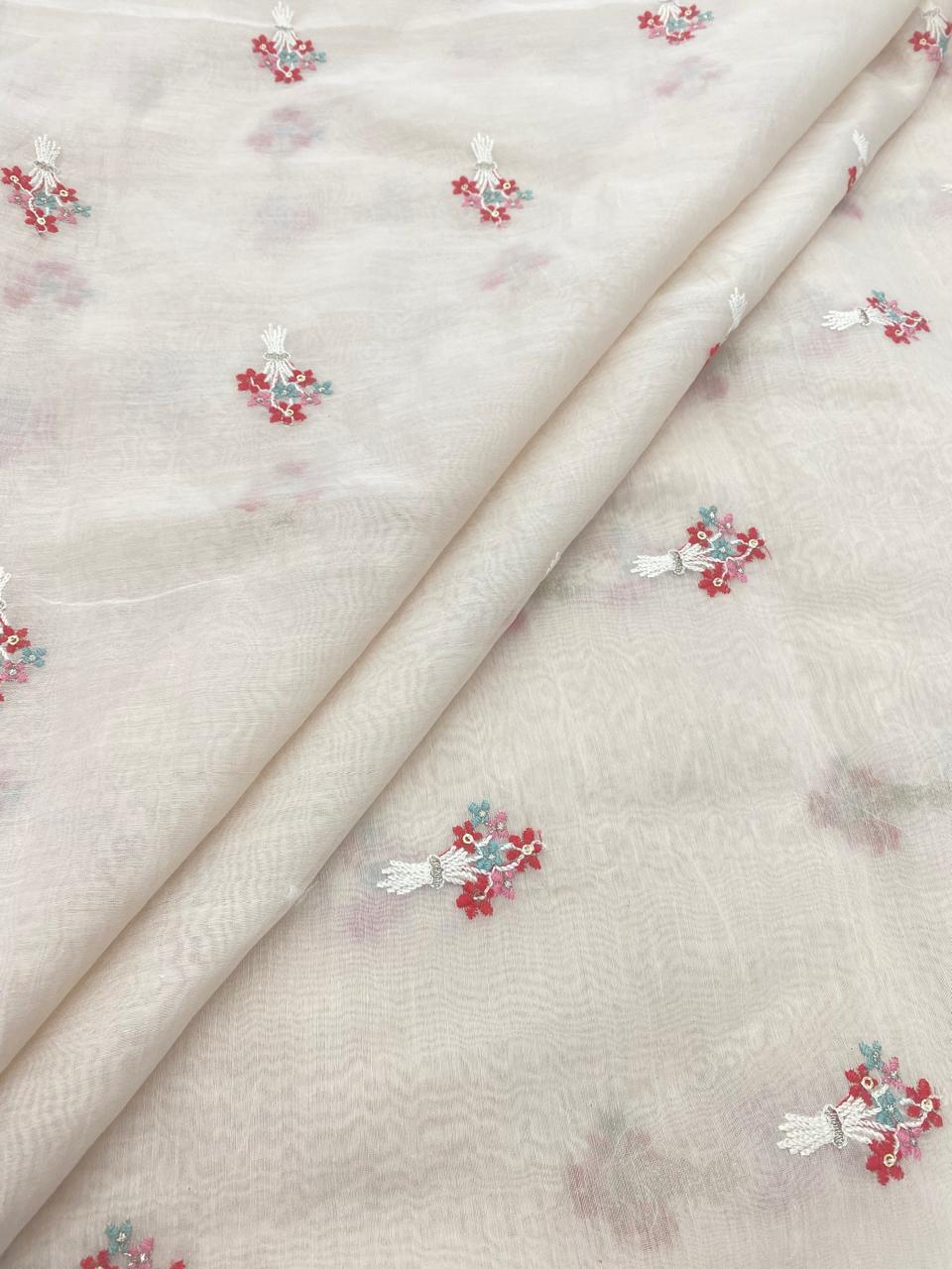 Chanderi Silk Embroidery 44"Inch (Colours Available)