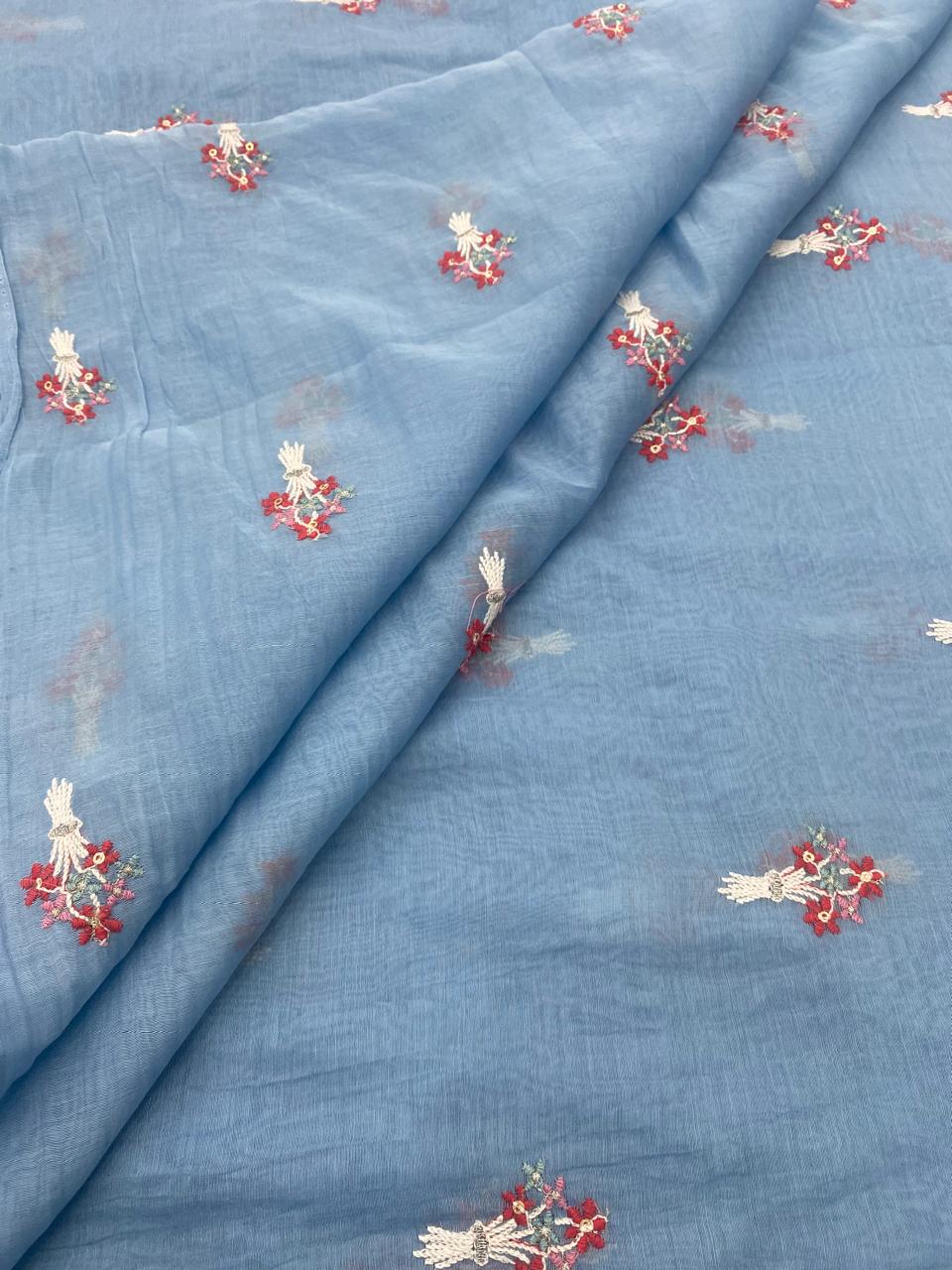 Chanderi Silk Embroidery 44"Inch (Colours Available)