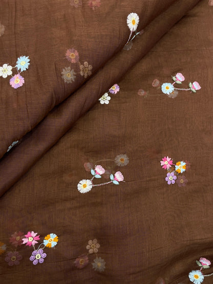 Silk Chanderi Multithread Embroidery 44"Inch (Colours Available)