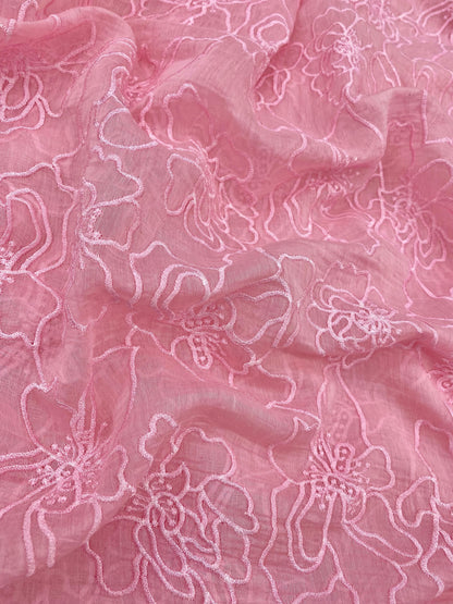 Silk Chanderi Self Color Embroidey 44"Inch (Colours Available)