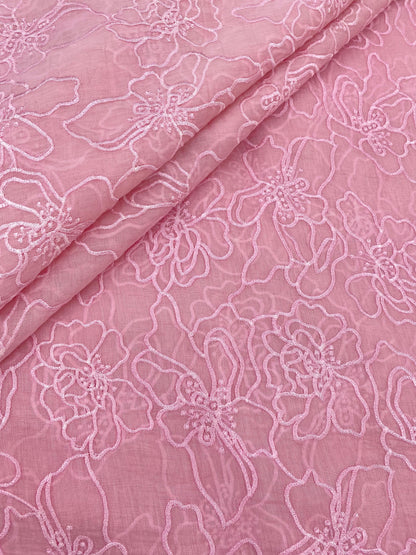 Silk Chanderi Self Color Embroidey 44"Inch (Colours Available)