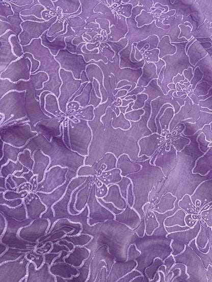 Silk Chanderi Self Color Embroidey 44"Inch (Colours Available)