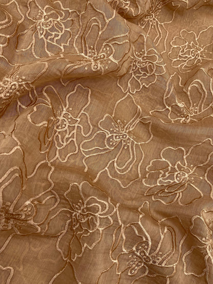 Silk Chanderi Self Color Embroidey 44"Inch (Colours Available)