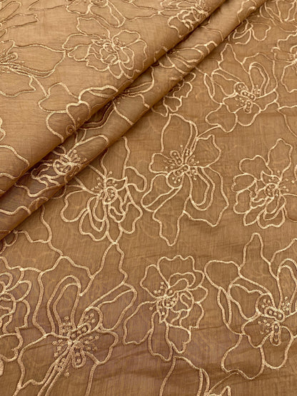Silk Chanderi Self Color Embroidey 44"Inch (Colours Available)
