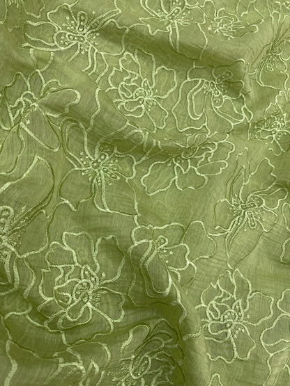Silk Chanderi Self Color Embroidey 44"Inch (Colours Available)