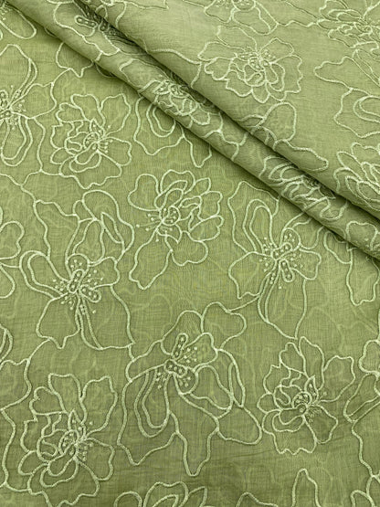 Silk Chanderi Self Color Embroidey 44"Inch (Colours Available)
