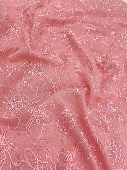 Silk Chanderi Self Color Embroidey 44"Inch (Colours Available)