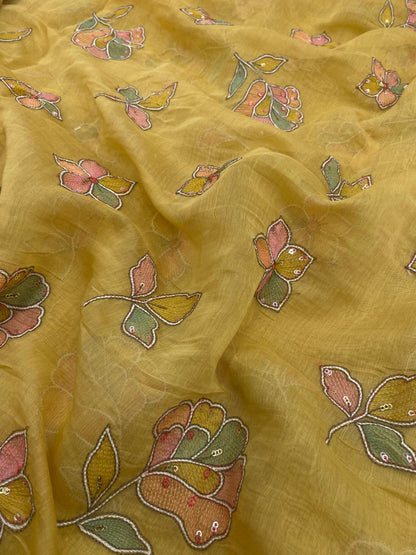 Silk Chanderi Multithread Embroidery