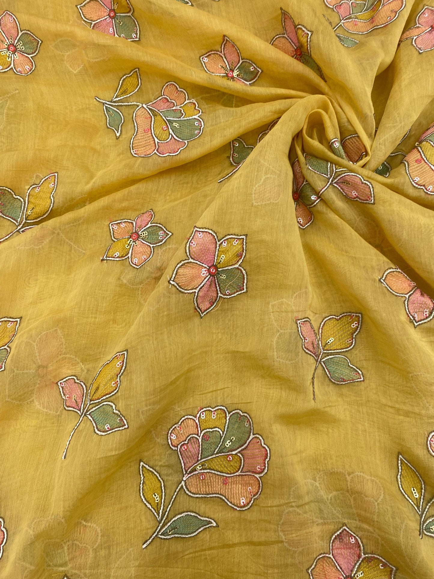Silk Chanderi Multithread Embroidery