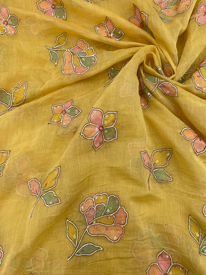Silk Chanderi Multithread Embroidery