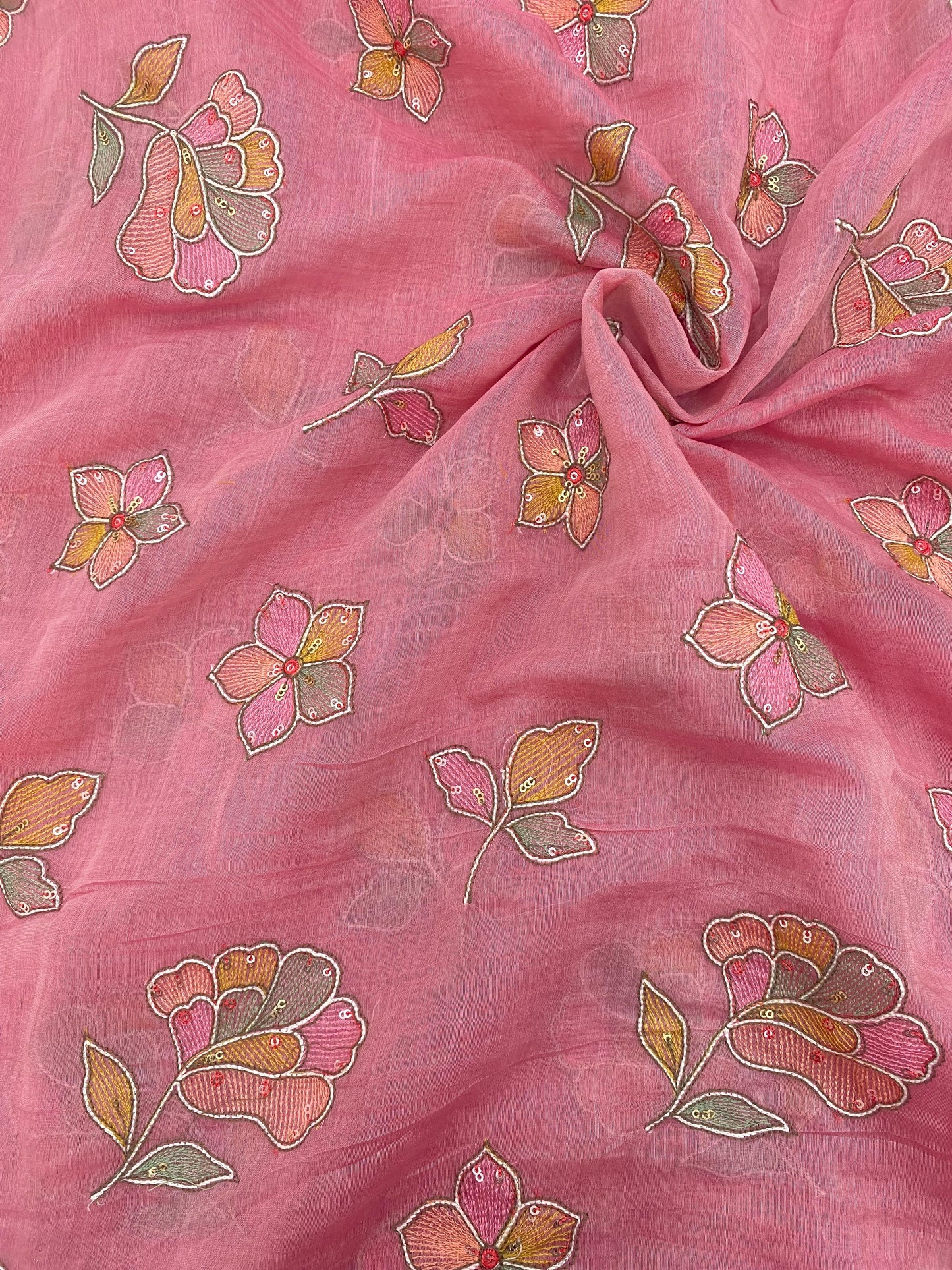 Silk Chanderi Multithread Embroidery