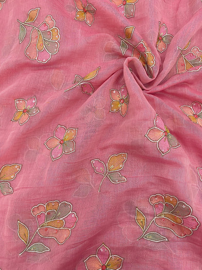 Silk Chanderi Multithread Embroidery