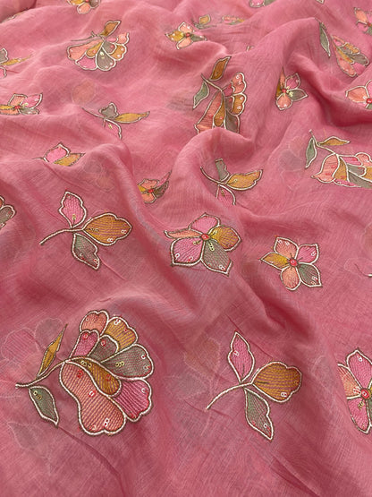 Silk Chanderi Multithread Embroidery