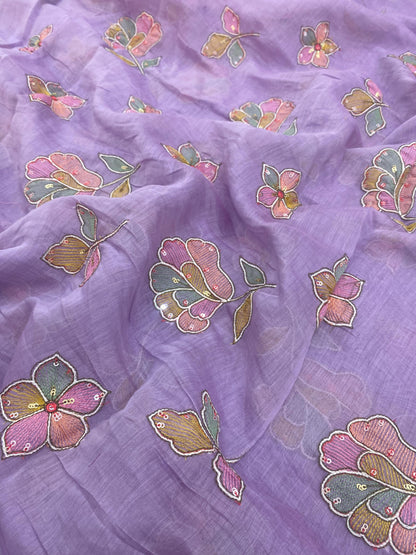 Silk Chanderi Multithread Embroidery