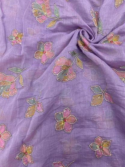 Silk Chanderi Multithread Embroidery