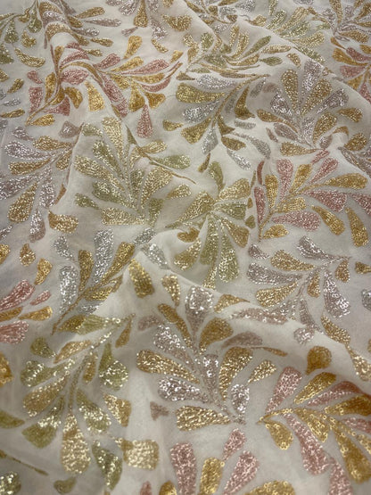 Georgette Zari Work Embroidery Dyeable