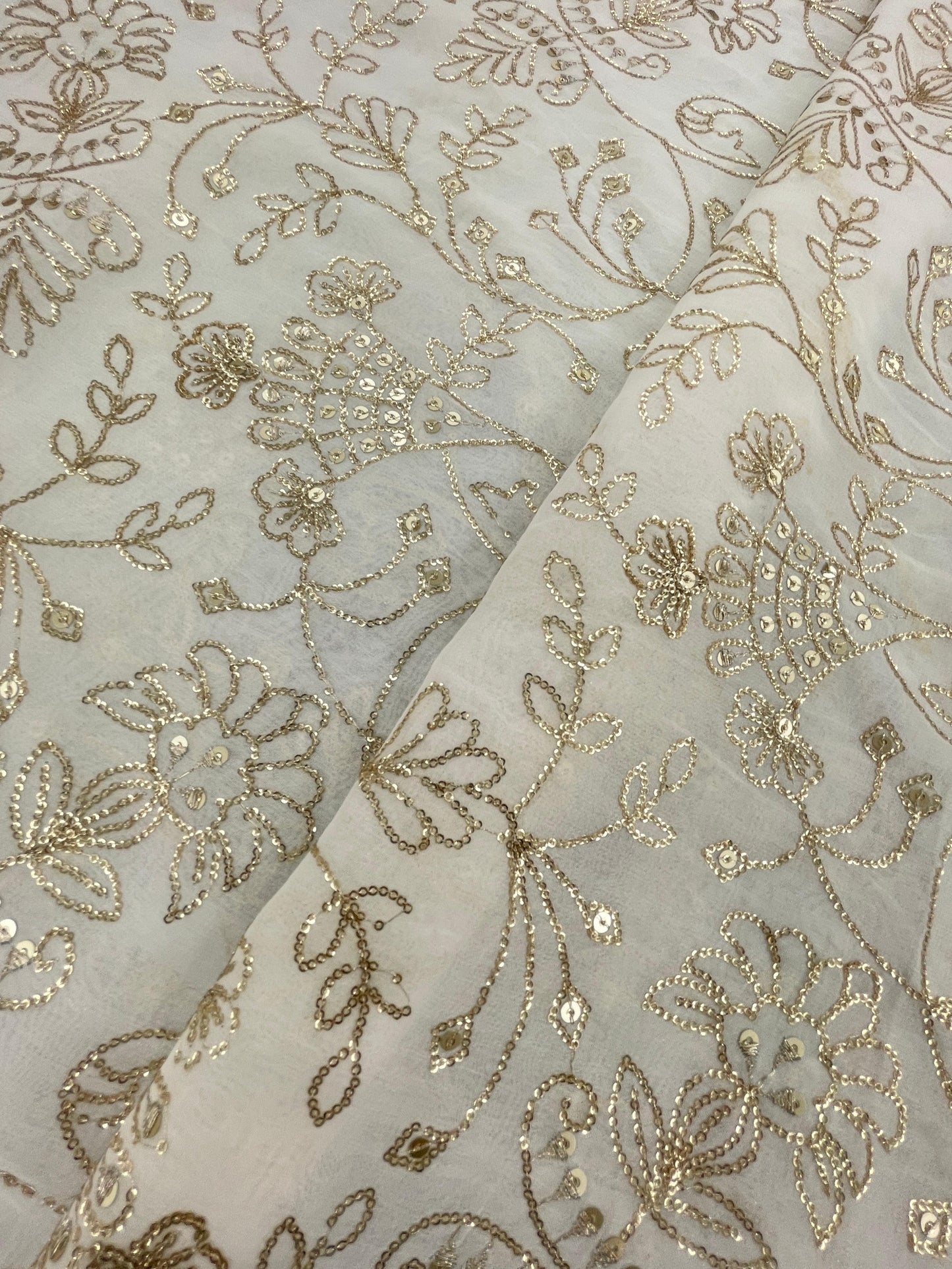 Georgette zari Work Embroidery Dyeable