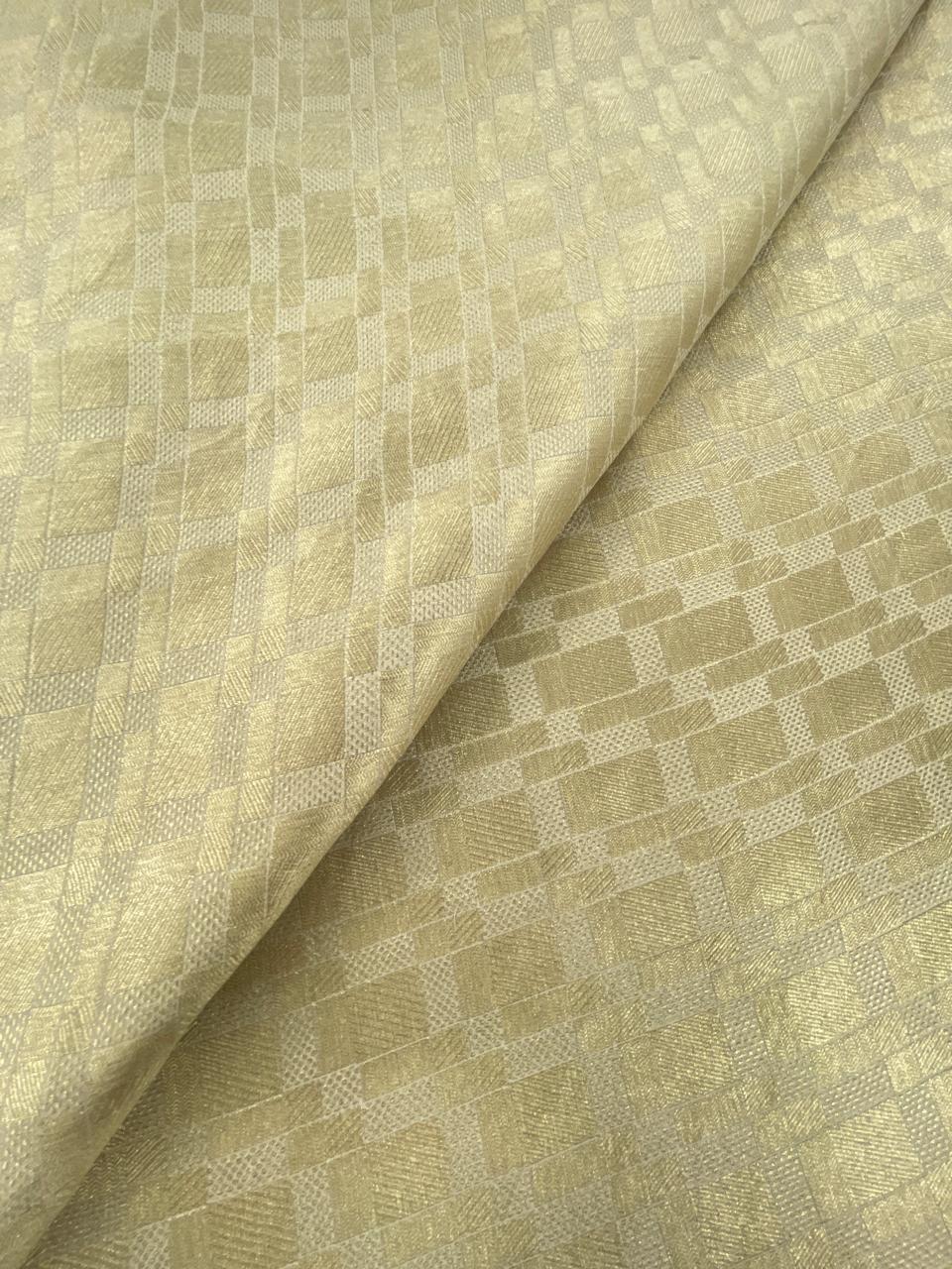 Golden Zari Work On Pure Khadi Georgette Dyeable Fabric