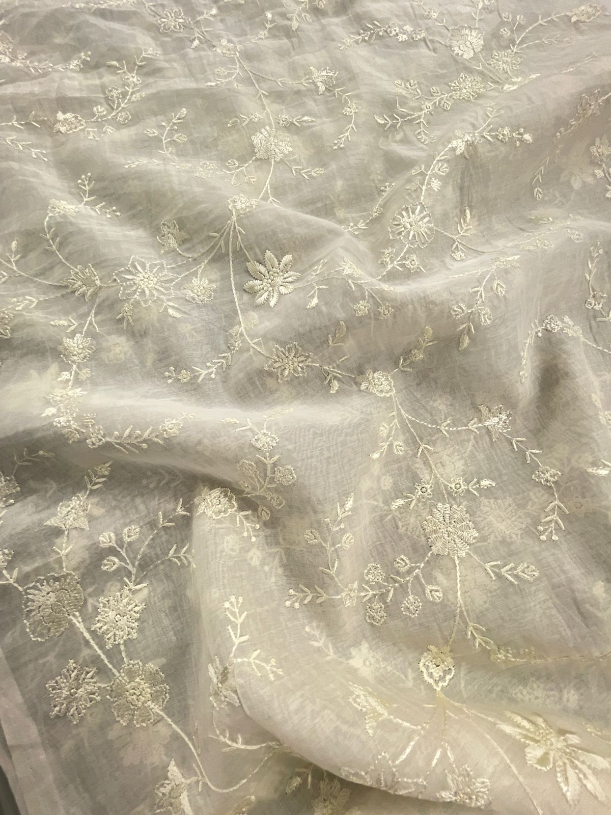 Chanderi Silk Embroidery (Dyeable) 44"inch