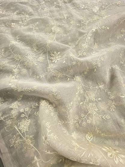 Chanderi Silk Embroidery (Dyeable) 44"inch