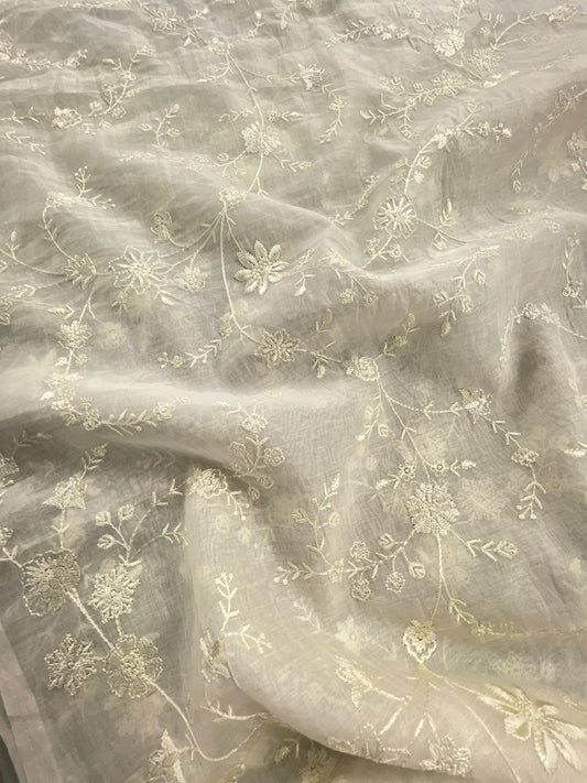 Chanderi Silk Embroidery (Dyeable) 44"inch