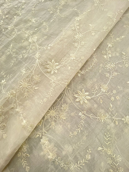 Chanderi Silk Embroidery (Dyeable) 44"inch