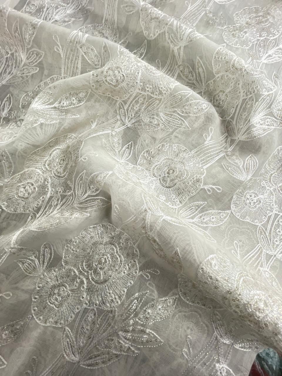 Chanderi Silk Embroidery (Dyeable) 44"inch