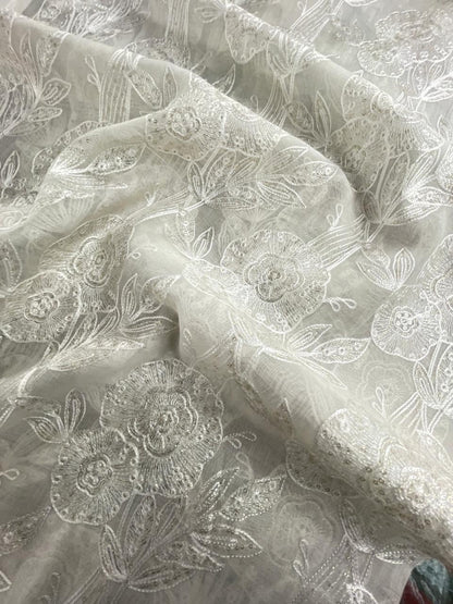 Chanderi Silk Embroidery (Dyeable) 44"inch