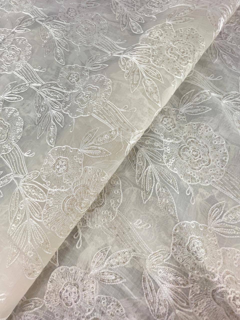 Chanderi Silk Embroidery (Dyeable) 44"inch